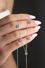 Nereze | Rhodium Plated Nazar Evil Eye Lucky Charm Necklace - TryAladdin