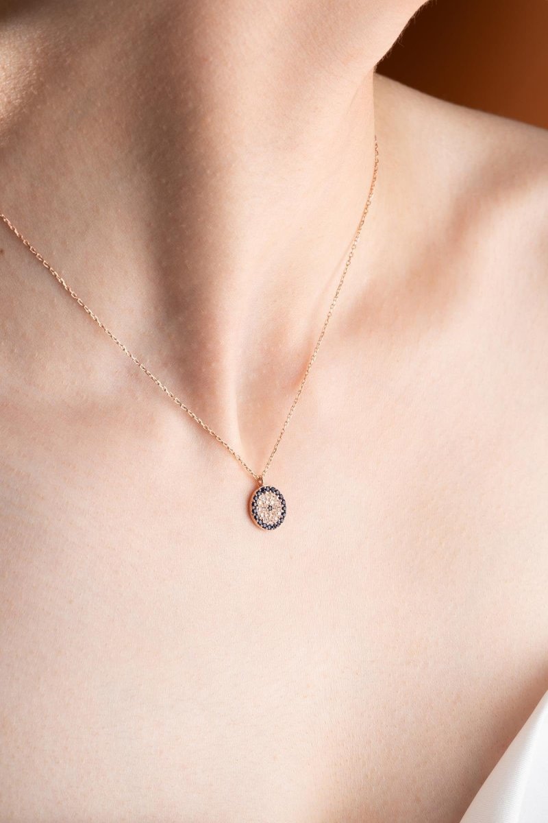 Nereze | Rose Minimal Nazar Evil Eye Necklace - TryAladdin