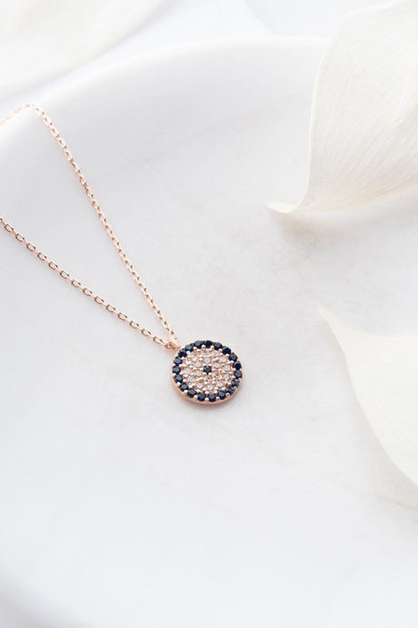 Nereze | Rose Minimal Nazar Evil Eye Necklace - TryAladdin