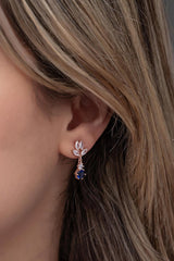 Nereze | Shuttle Zirconia Stone with Dangling Blue Solitaire Earrings - TryAladdin