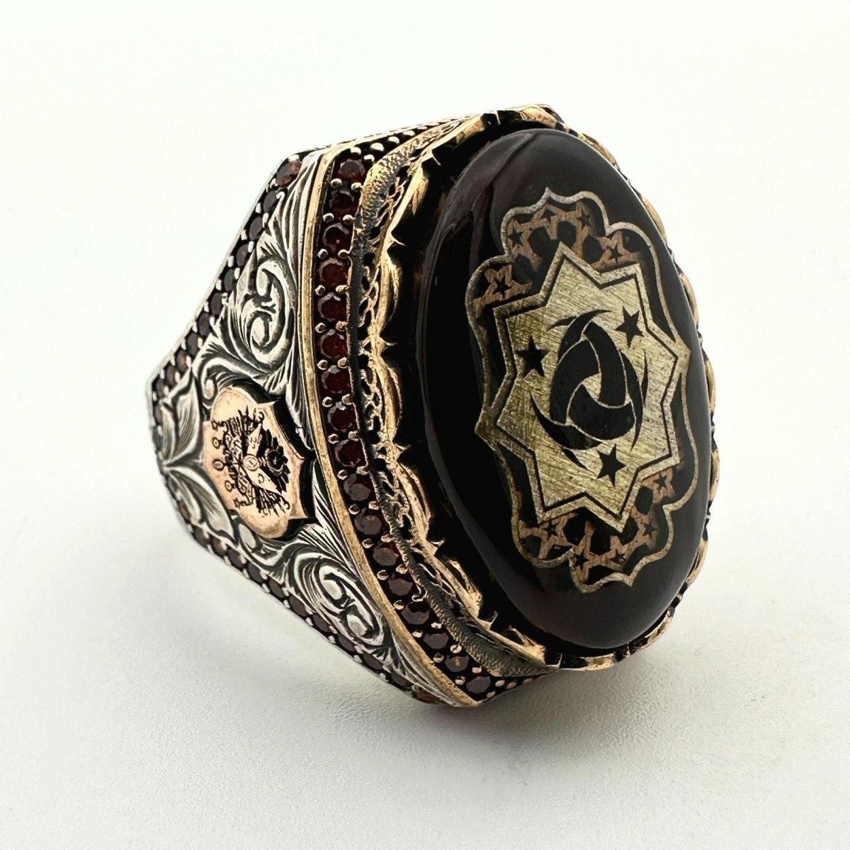 Ottoman Symbol Agate Stone Men's Ring - TryAladdin