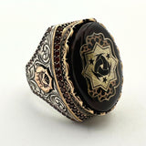 Ottoman Symbol Agate Stone Men's Ring - TryAladdin