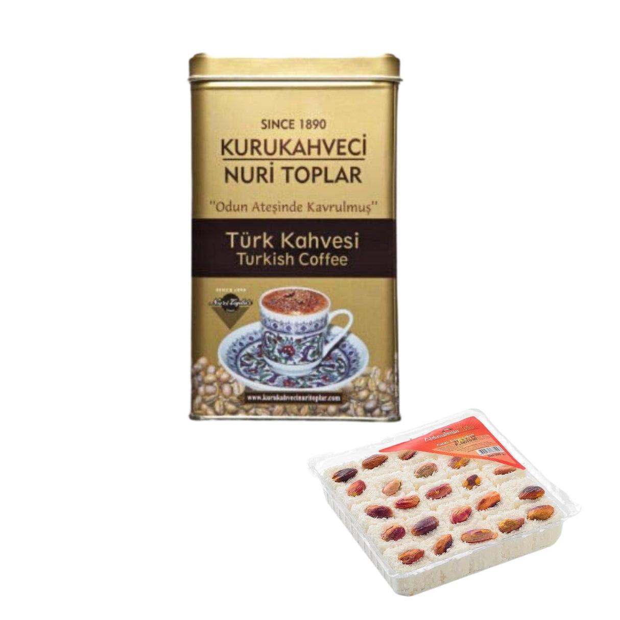 Pistachio Turkish Delight (200g) & Nuri Toplar Turkish Coffee (300g) Bundle - TryAladdin