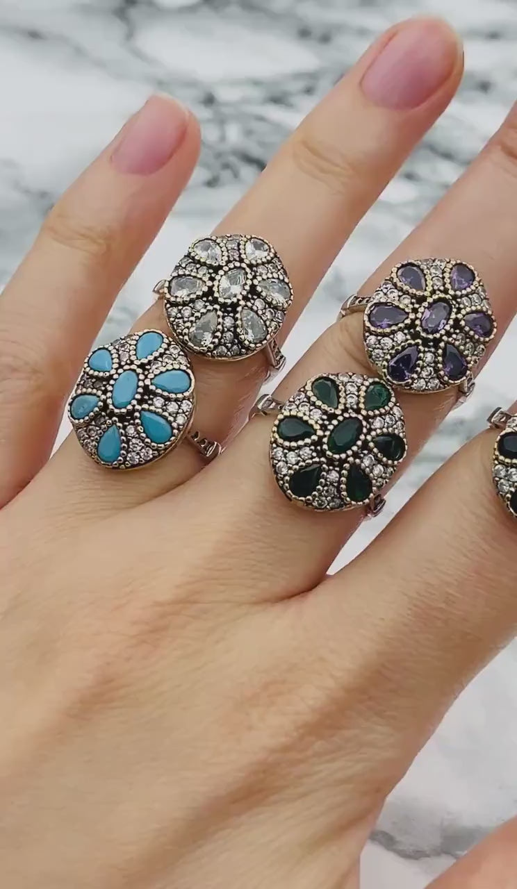 Bijoux d'Istanbul | Bague en argent fait main design turc en améthyste