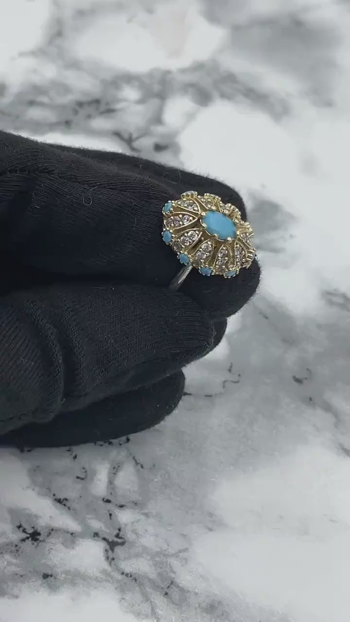 Bijoux d'Istanbul | Bague en argent fait main style ottoman turquoise