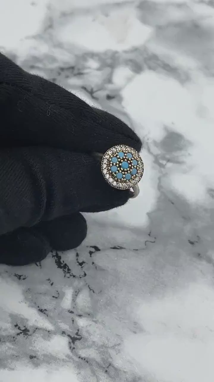 Bijoux d'Istanbul | Bague en argent fait main style ottoman turquoise