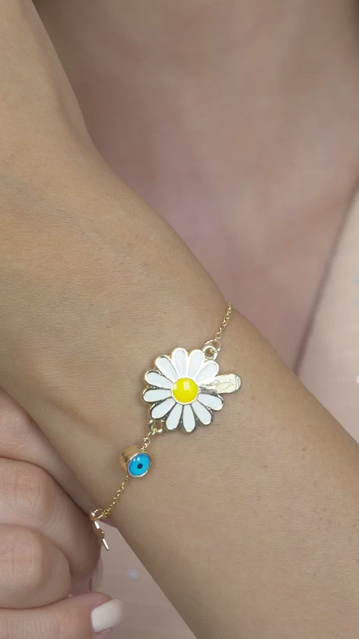 Taki | Bracelet Marguerite Œil Malin Nazar Personnalisé