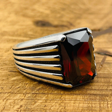 Red Ruby Square Ring Jewelry - TryAladdin