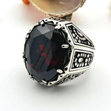 Red Ruby Stone Silver Ring for Men - TryAladdin