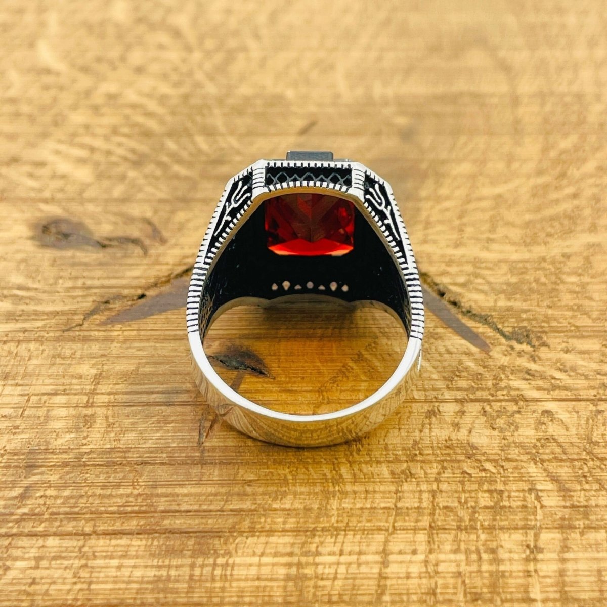 Ruby Stone Silver Ring - TryAladdin