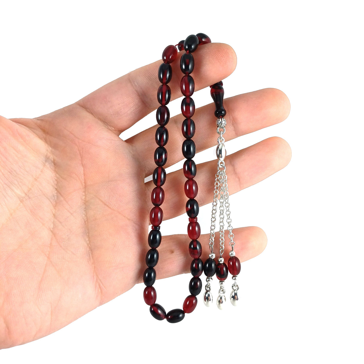 Selderesi | Bureaucrat Size Red Black Fire Amber Tasbih - TryAladdin