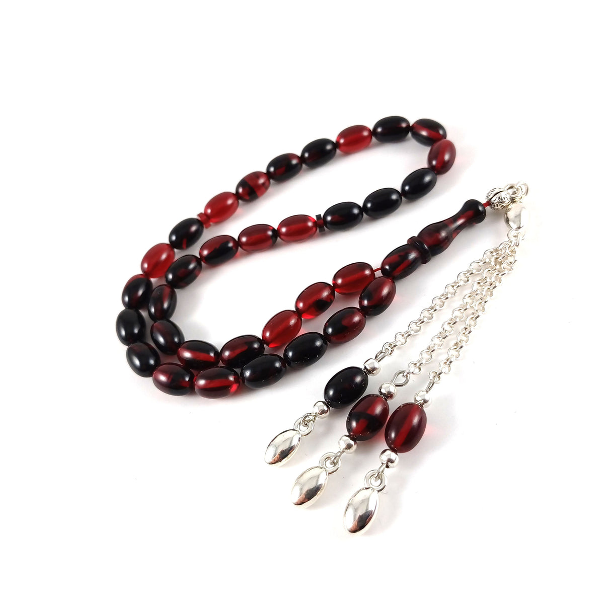 Selderesi | Bureaucrat Size Red Black Fire Amber Tasbih - TryAladdin