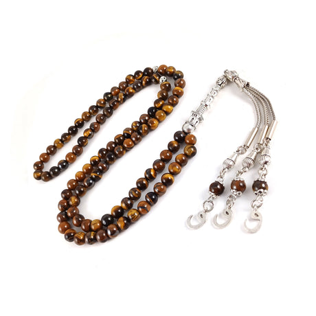 Selderesi | Tiger's Eye Natural Stone 99 Beads Prayer Tasbih 6mm - TryAladdin