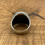 Sterling Silver 925 Handmade Black Zircon Men's Ring - TryAladdin