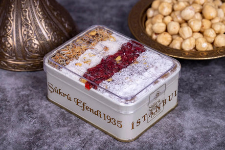 Sukru Efendi 1935 | Mix Turkish Delight with Pistachio and Hazelnut in Gift Metal Box - TryAladdin