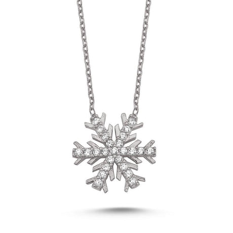 Taki | Crystal Snowflake Silver Necklace - TryAladdin