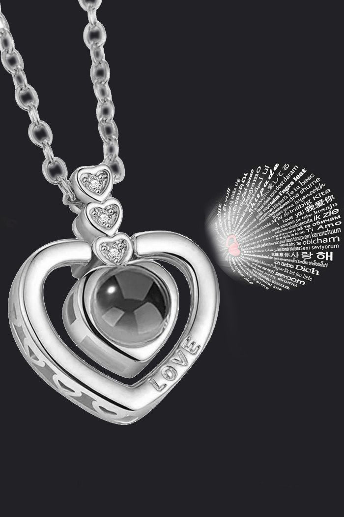 Taki | I Love You in 100 Languages Necklace with Women's Heart - TryAladdin