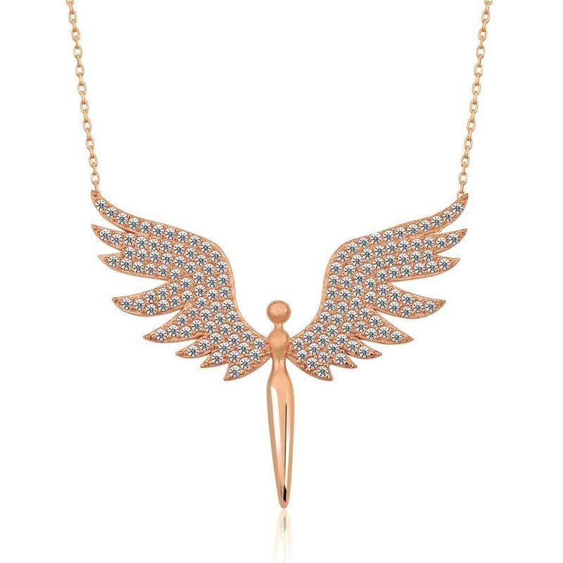 Taki | Michael Angel Winged Silver Necklace - TryAladdin