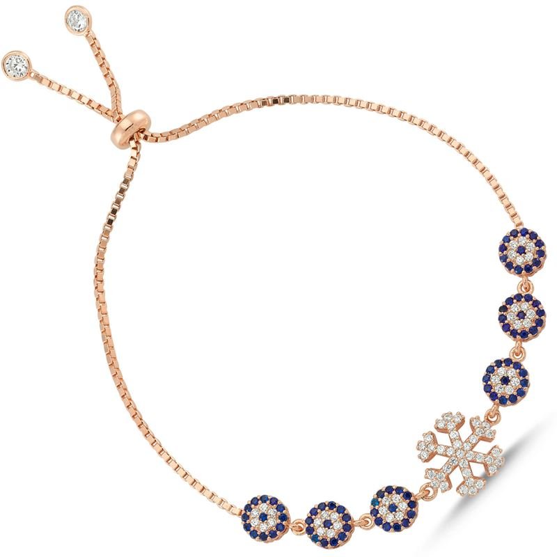 Taki | Nazar Beaded Snowflake Silver Bracelet - TryAladdin