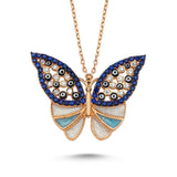 Taki | Silver Butterfly Necklace with Enamel Stone 3 Colors - TryAladdin