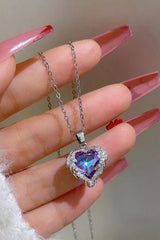 Taki | Silver Color Heart of the Ocean with Purple Stone Women's Stainless Steel Necklace - TryAladdin