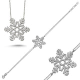 Taki | Silver Necklace and Bracelet Set with Snowflake Stone 5 Colors - TryAladdin