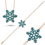 Taki | Silver Necklace and Bracelet Set with Snowflake Stone 5 Colors - TryAladdin