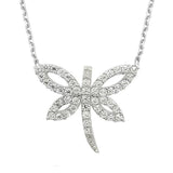 Taki | Women's Silver Dragonfly Necklace with Zircon Stones and Nazar Beads - TryAladdin