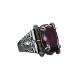 Tesbihevim | Men's Silver Ring with Red Zircon Stone - TryAladdin