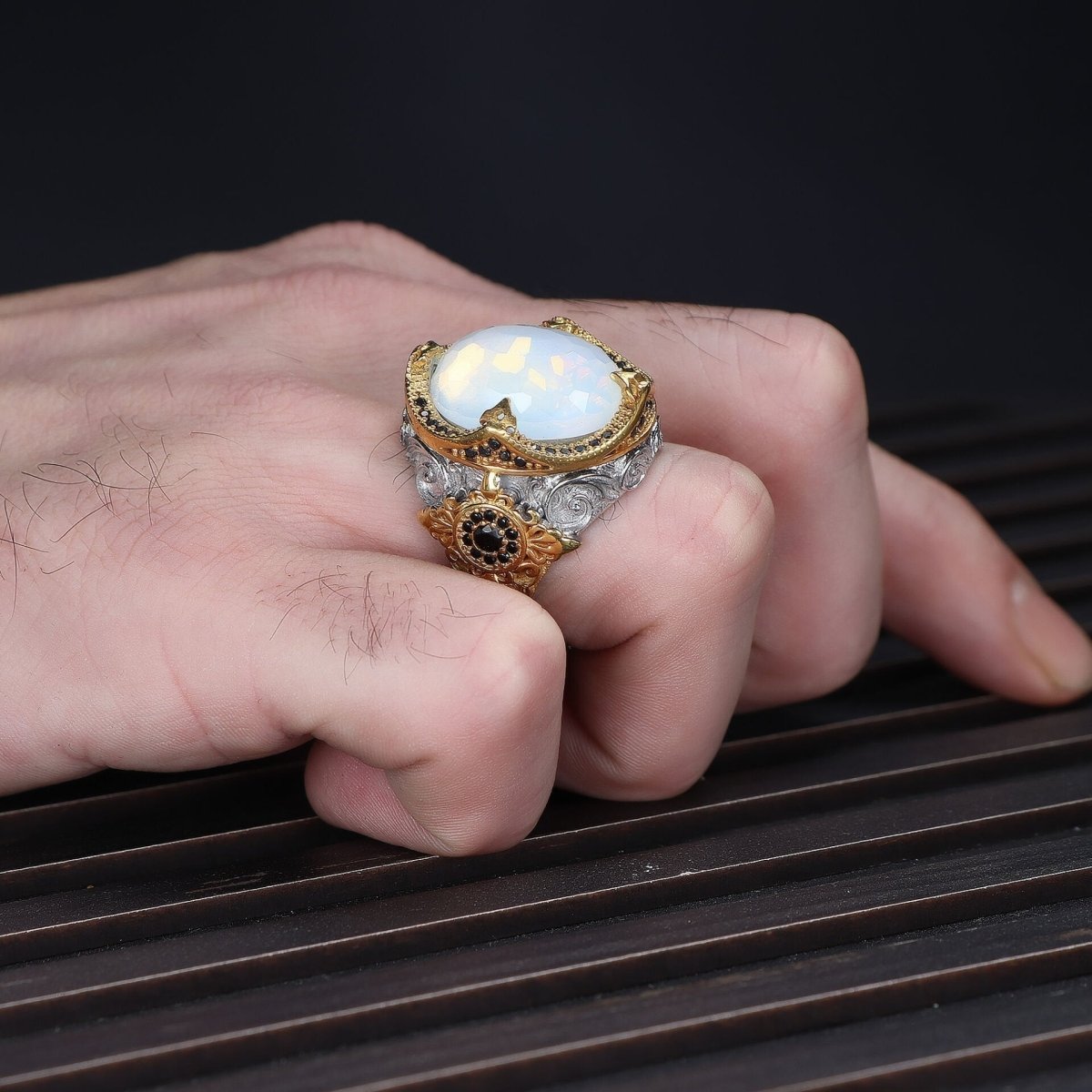 Tesbihevim | Moonstone Silver Ring for Men - TryAladdin