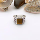 Tiger's Eye Squared Stone Ring Men - TryAladdin