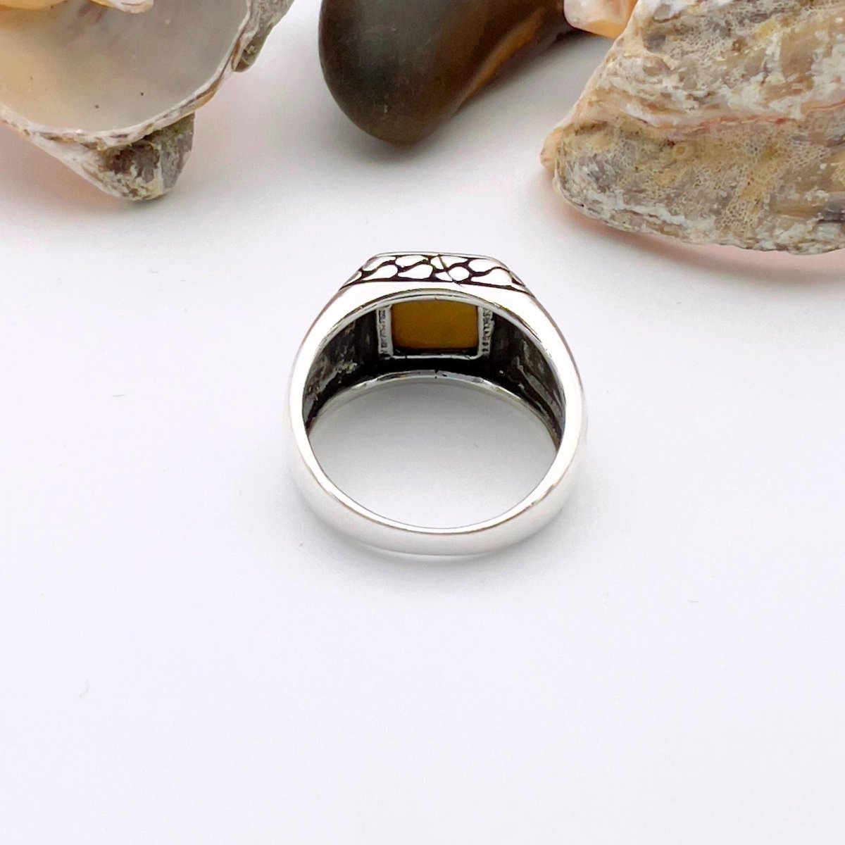 Tiger's Eye Squared Stone Ring Men - TryAladdin