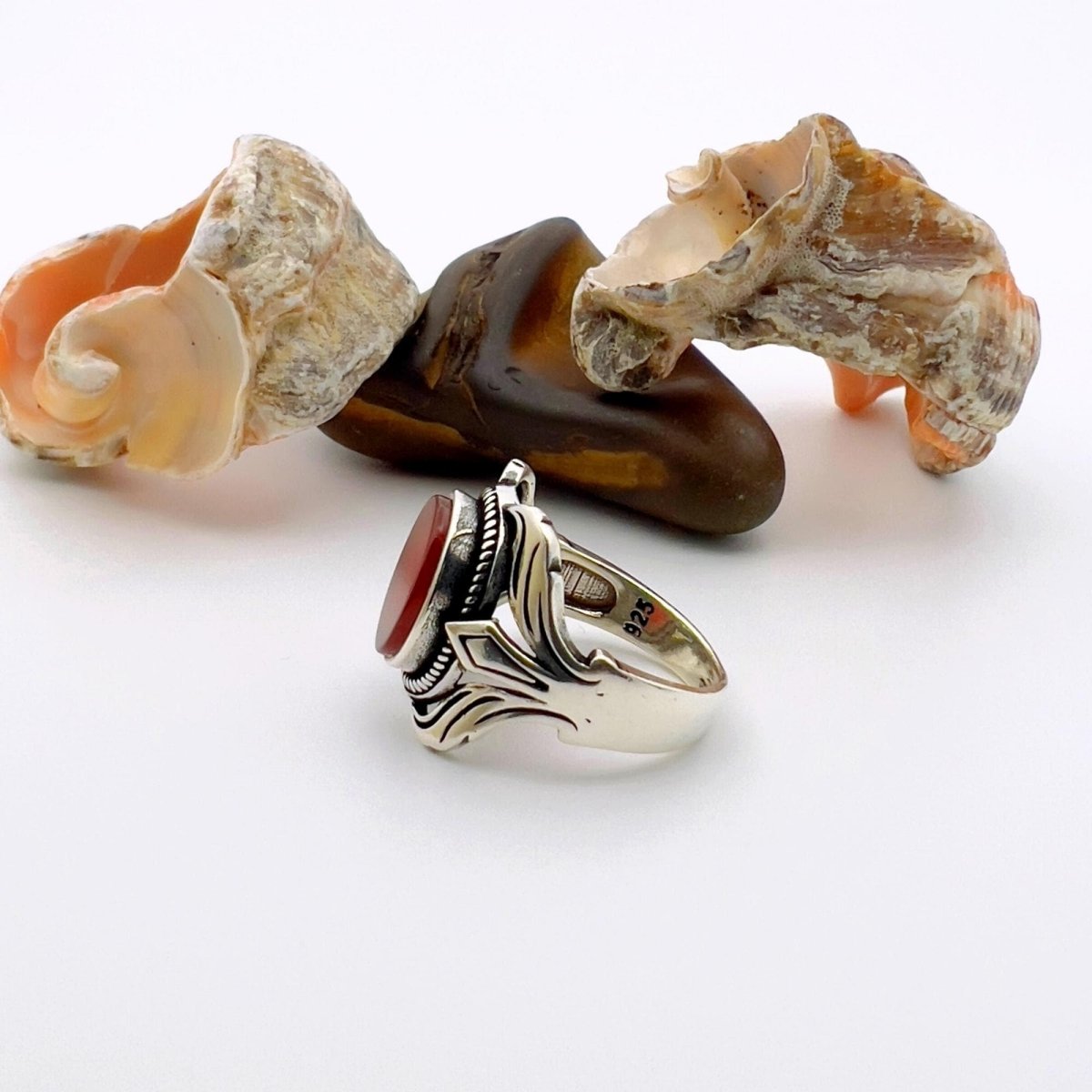 Turkish Handmade Red Agate Stone Ring - TryAladdin