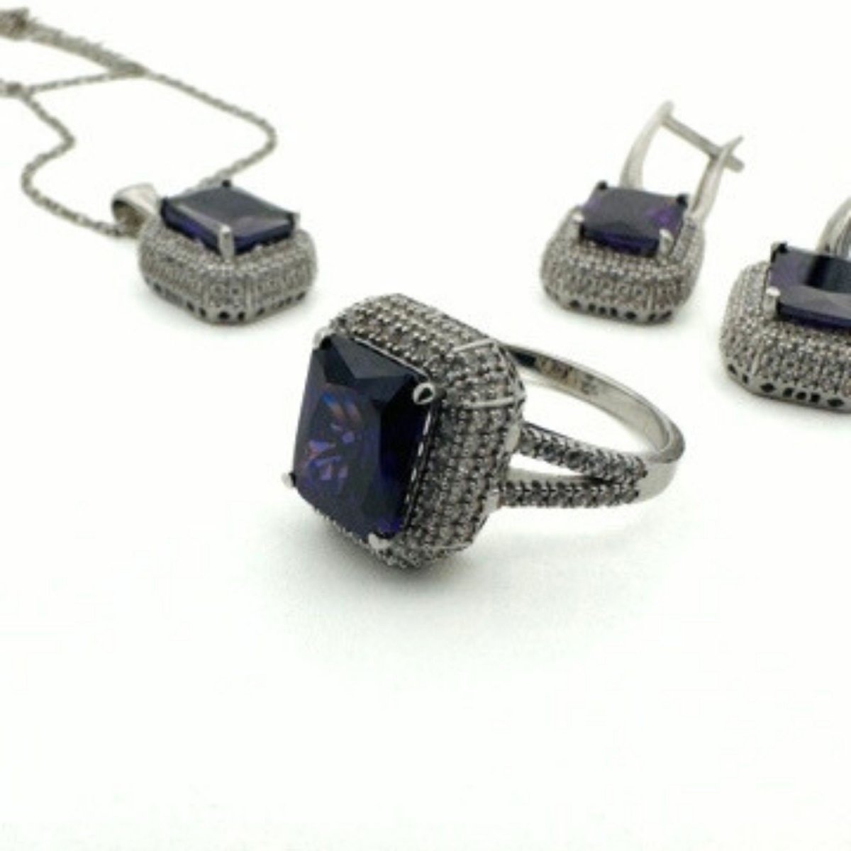 Women's Amethyst Silver Jewelry Set - TryAladdin