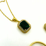 Women's Emerald Stone Silver Jewelry Set - TryAladdin