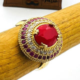 Women's Red Tourmaline Oval Stone Ring - TryAladdin