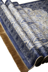 Bursa Ipek | Navy Blue Velvet Carpet Prayer Rug - TryAladdin