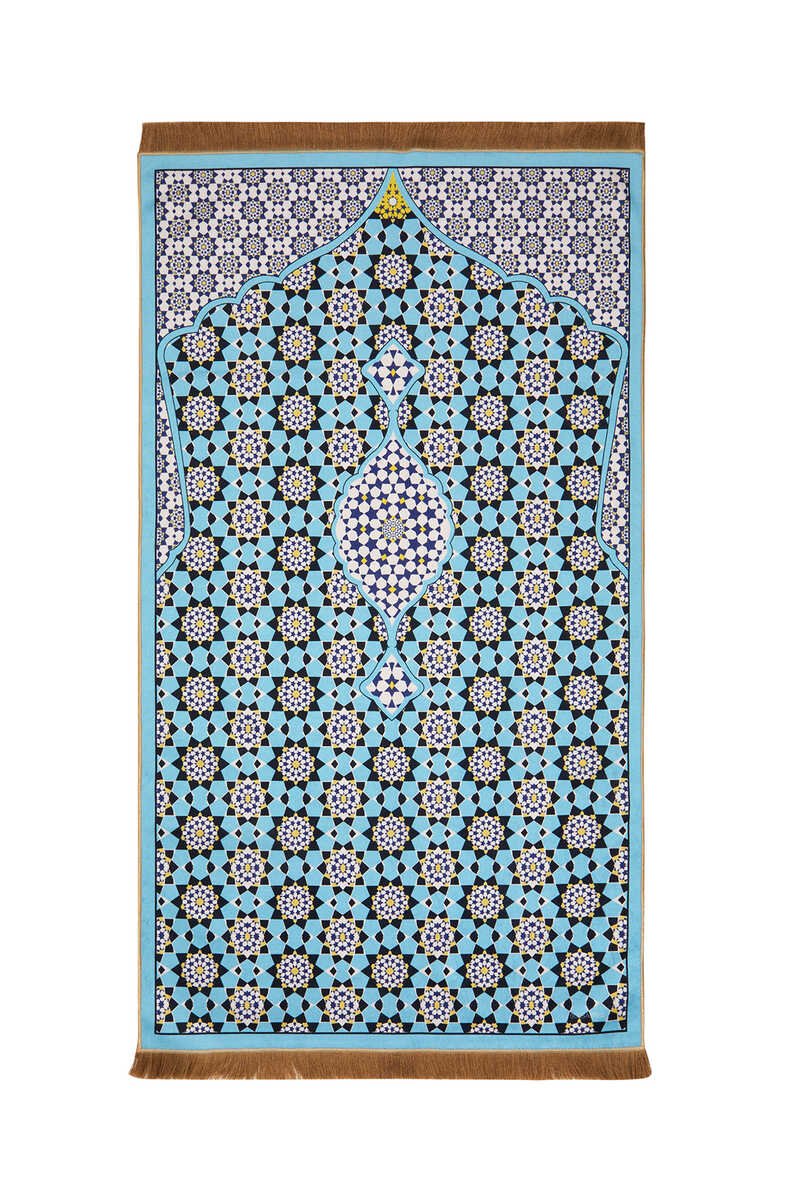 Bursa Ipek | Turquoise Velvet Carpet Prayer Rug - TryAladdin