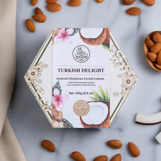 Haci Bekir Exclusive Turkish Delight with Almond and Coconut - Unique Consistency Lokums - TryAladdin