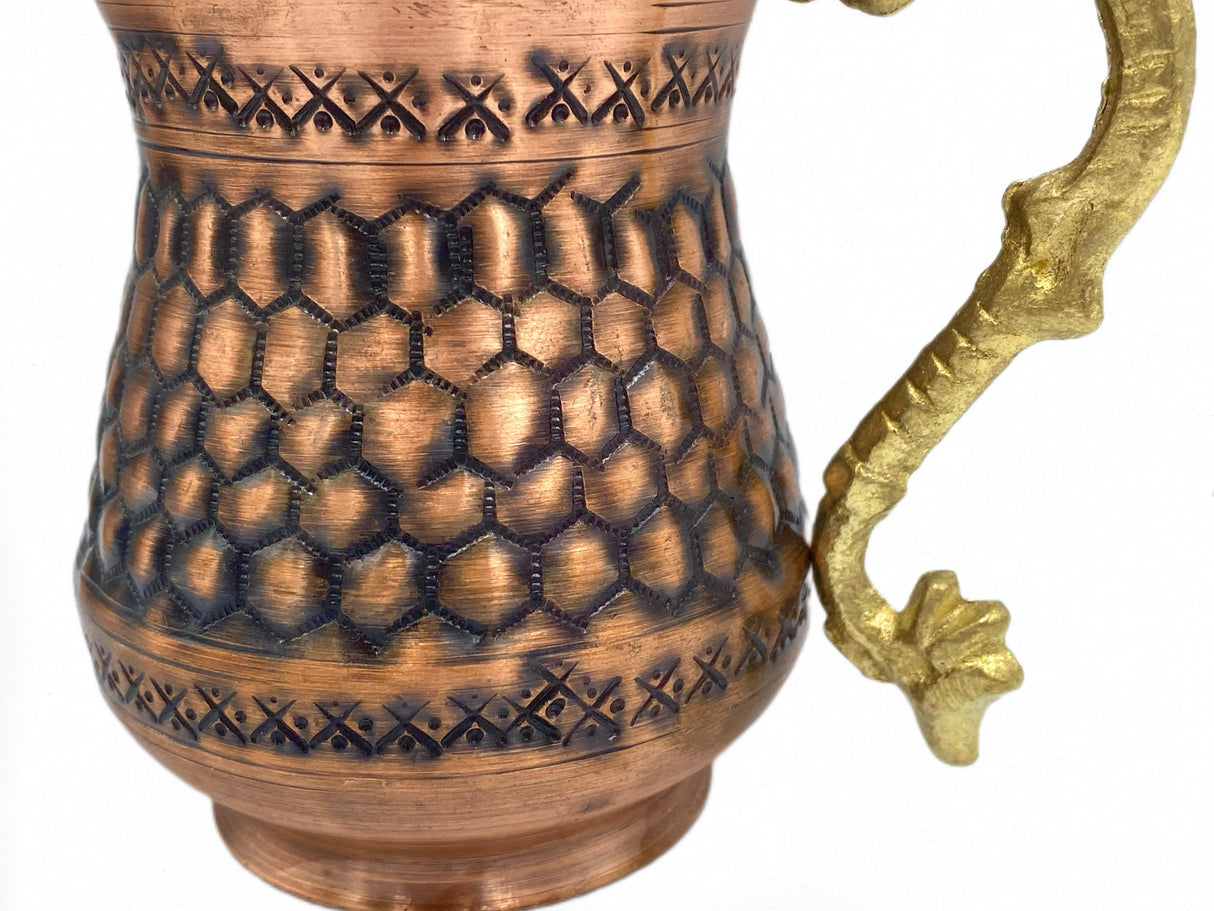 Lavina | Copper Cup with Honeycomb Pattern (10 cm) - TryAladdin