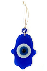 Blue Hand Shape Glass Nazar Beaded Wall Ornament - TryAladdin