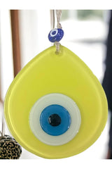 Blue Nazar Beads Yellow Color Drop Pattern Handmade Wall Ornament - TryAladdin