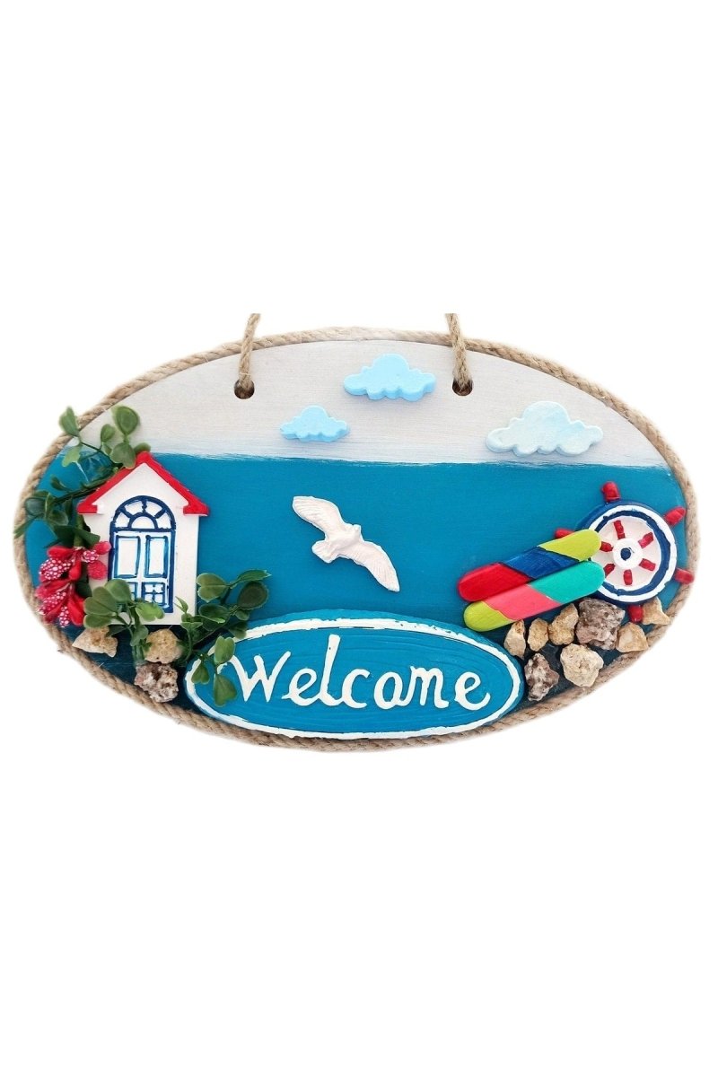 Coastal Town Welcome Printed Handmade Door Ornament - TryAladdin