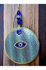 Embroidered Geometric Nazar Glass Wall Ornament - TryAladdin