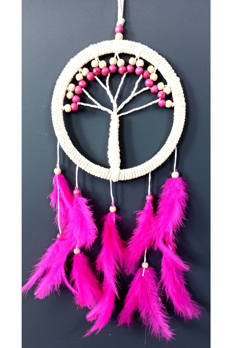 Fuchsia Bird Furry Life Tree Dream Catcher Wall Ornament - TryAladdin