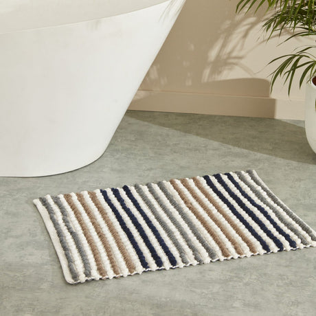 Sarah Anderson Stacey Luxurious Bathroom Mat (Navy Blue) - TryAladdin