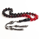 Tesbihevim | Sphere Cut Fire Amber Tasbih with Enameled Silver Tassel - TryAladdin